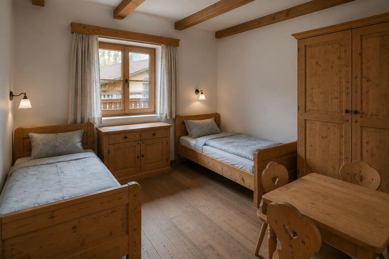 Kinderzimmer der Ferienwohnung Glocknerblick mit zwei Einzelbetten und Kindertisch