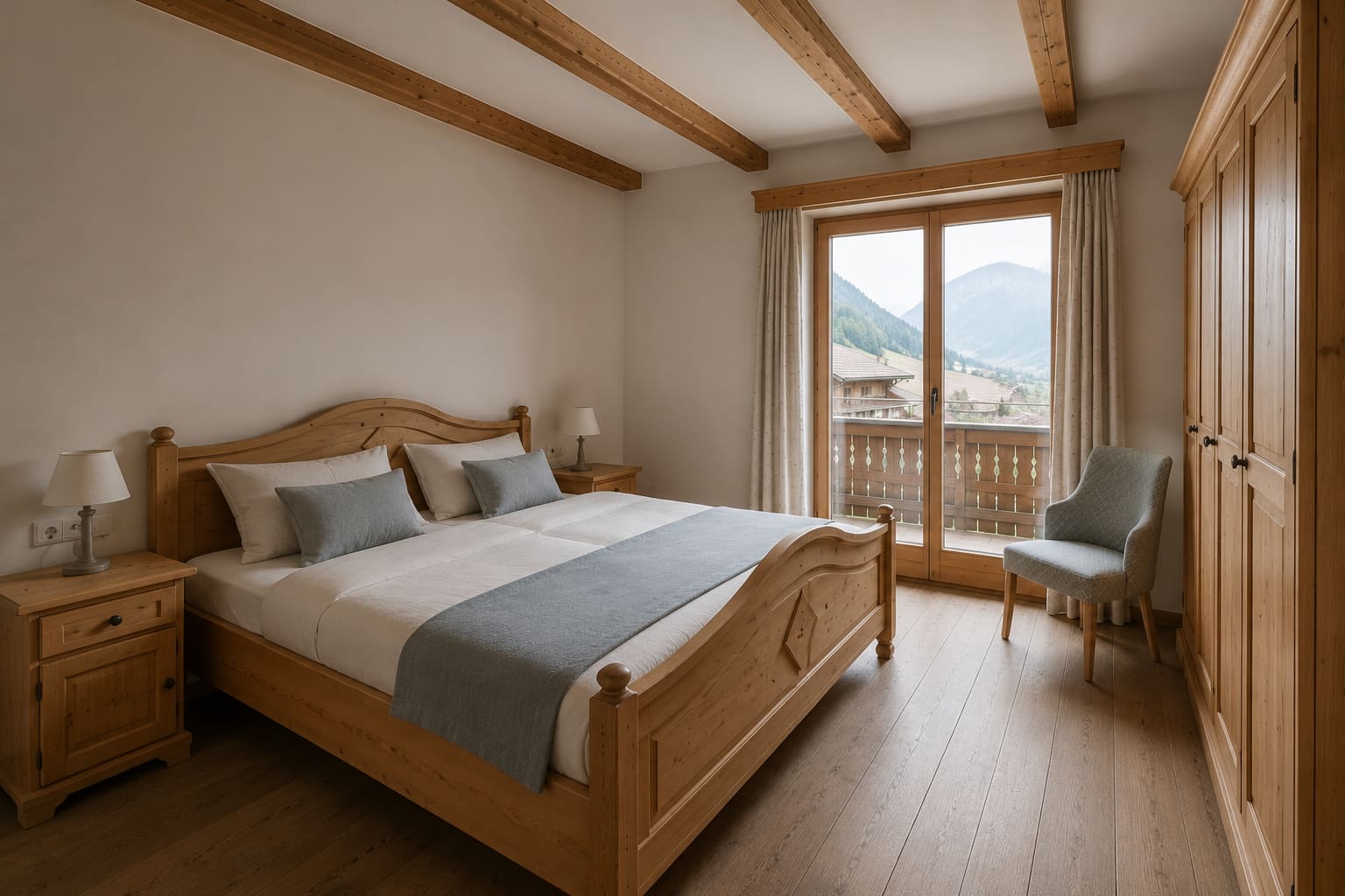 Erstes Doppelzimmer der Ferienwohnung Glocknerblick mit eigener Balkontür